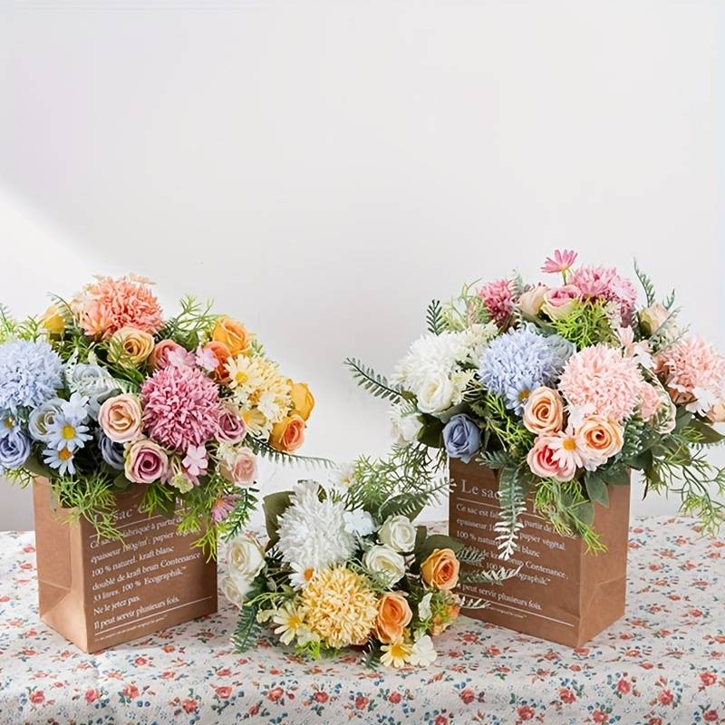 Premium Artificial Flowers Bouquet Silk Rose Hydrangea - Temu
